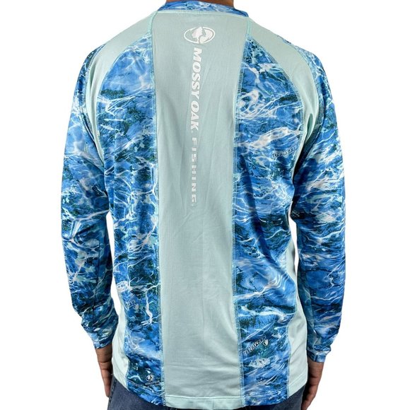 Mossy Oak Shirt Mens LS Fishing XL Vented Tech Tee Upf 40+ Wicking Nautical Nwt - Picture 3 of 11